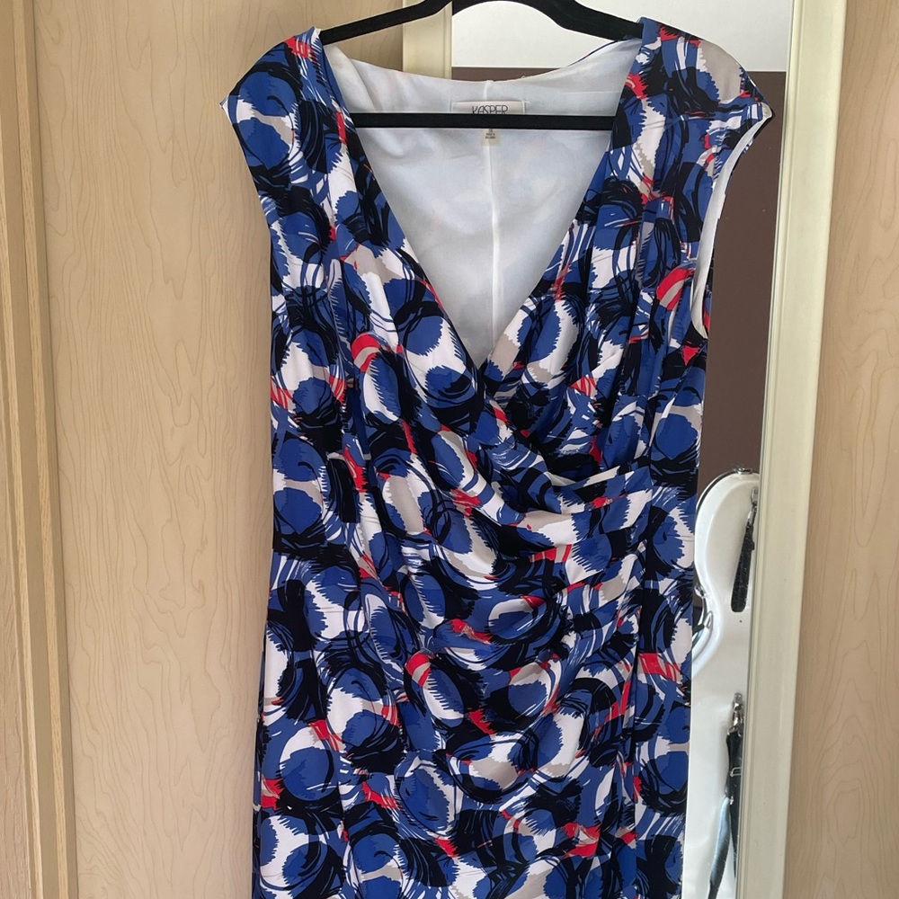 Kasper Printed Faux-wrap Sheath Dress